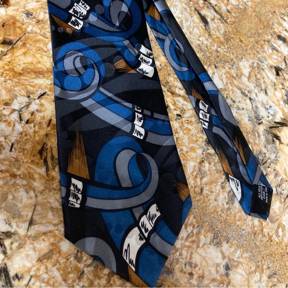 SCREENPLAY by Martin Wong Black  and Blue Men's Tie